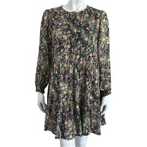 Zara The Amber Dress Floral Tiered Long Sleeve Mini Dress Size Small